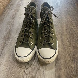 Converse Chuck Taylor All-Star high tops. Army Green Suede